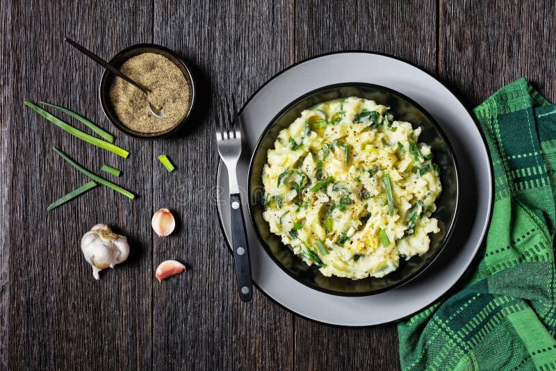 Mashed Potato and Kale - Irish Side Dish Colcannon Stock Image - Image of  dairy, pepper: 216512903