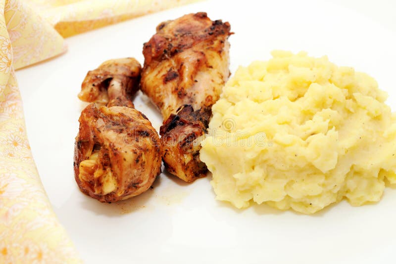 Mashed potato with roasted chicken