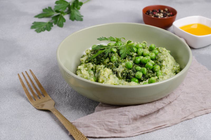 Mashed Potatoes With Green Peas Stock Photo Image of puree, healthy