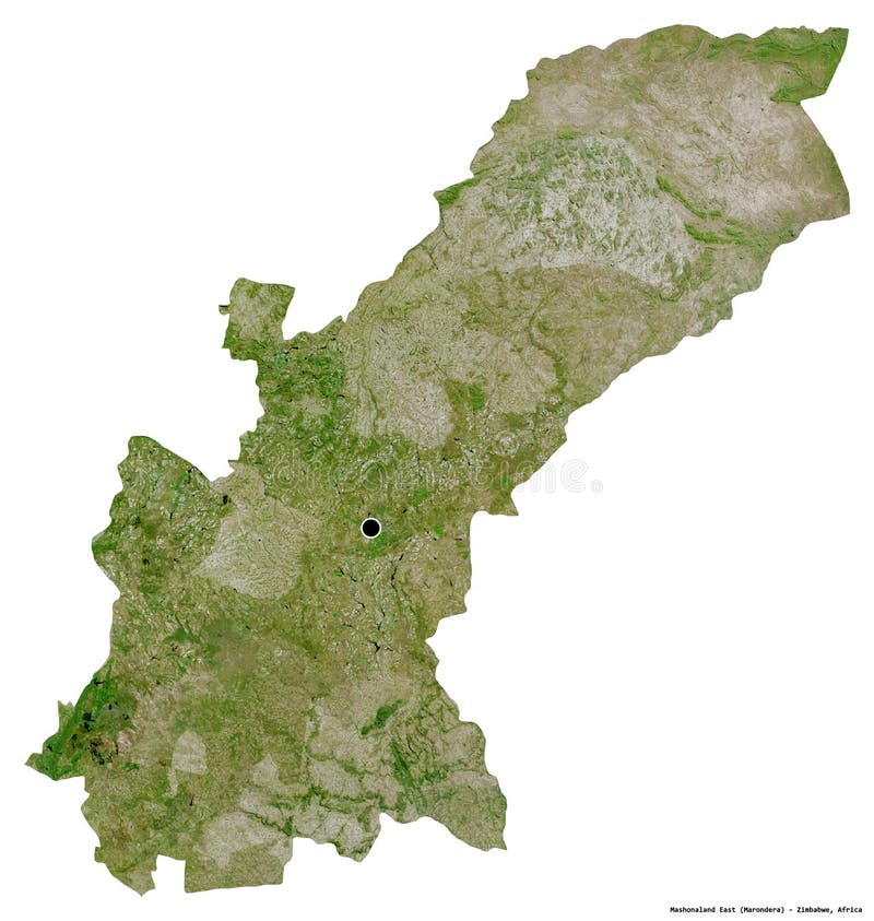 Mashonaland East, province of Zimbabwe, on white. Satellite. Shape of Mashonaland East, province of Zimbabwe, with its capital isolated on white background royalty free illustration Mashonaland East, province of Zimbabwe, on white. Satellite. Shape of Mashonaland East, province of Zimbabwe, with its capital isolated on white background royalty free illustration