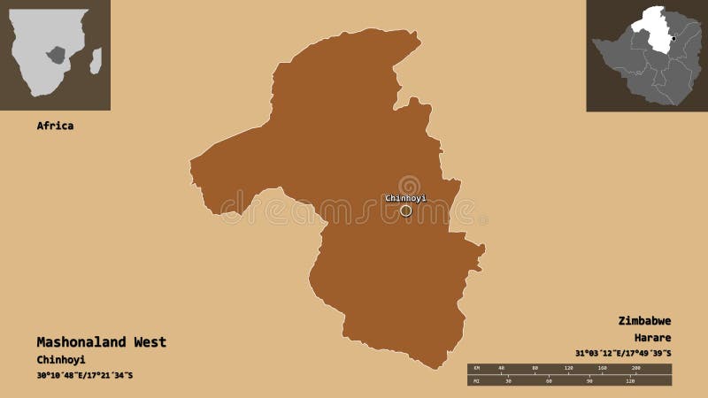 Mashonaland West, province of Zimbabwe,. Previews. Pattern. Shape of Mashonaland West, province of Zimbabwe, and its capital. Distance scale, previews and labels stock illustration Mashonaland West, province of Zimbabwe,. Previews. Pattern. Shape of Mashonaland West, province of Zimbabwe, and its capital. Distance scale, previews and labels stock illustration