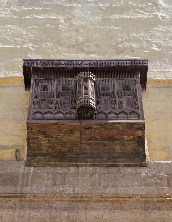 Mashrabiya Facade Of El Sehemy House, An Old Ottoman Era Historic House In Medieval Cairo, Egypt