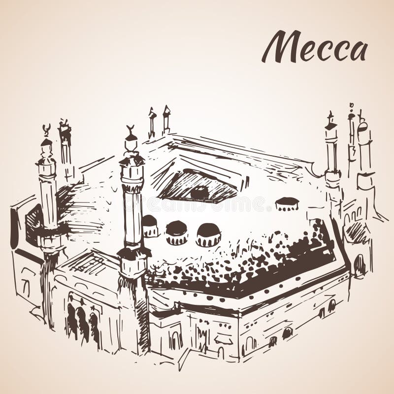 Masjid AlHaram Sketch. Mecca Stock Vector Illustration of kaaba