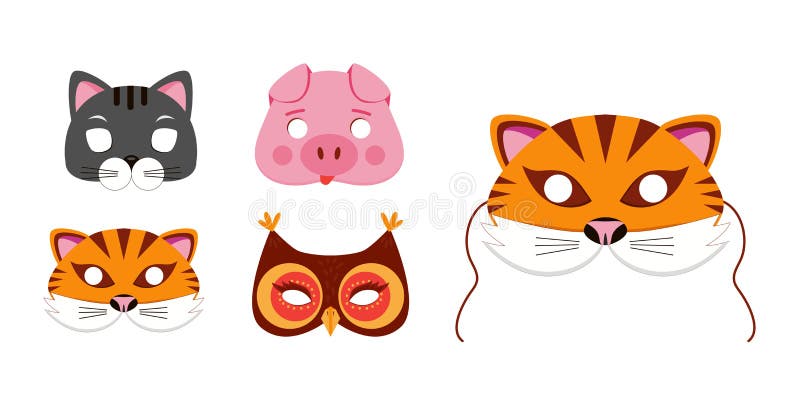 Mask of animals for kids birthday or costume party vector illustrations royalty free illustration Mask of animals for kids birthday or costume party vector illustrations royalty free illustration