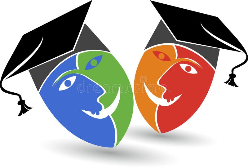Illustration art of a mask graduation cap logo with background. Illustration art of a mask graduation cap logo with background