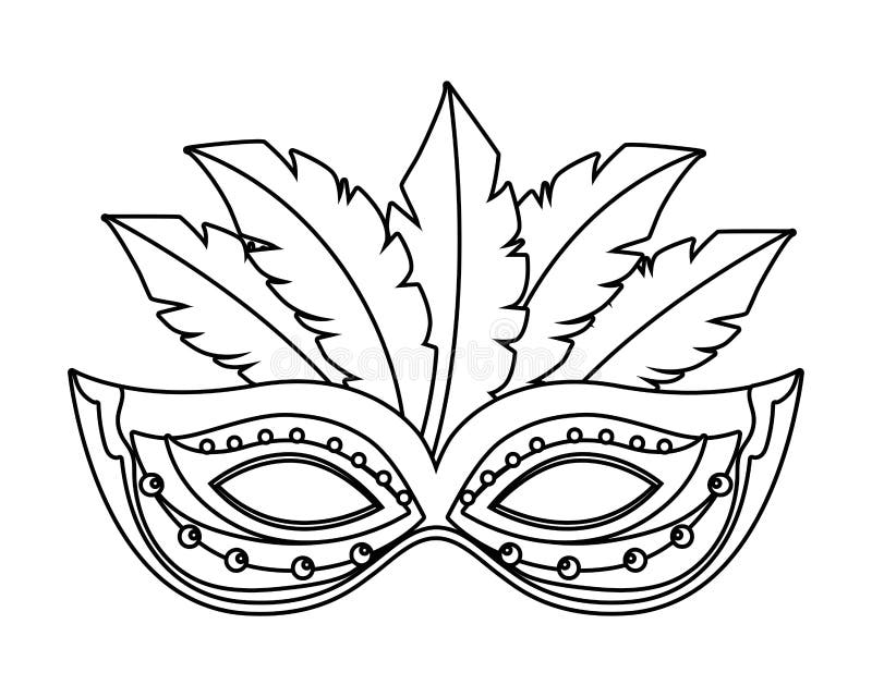 Stoel Ineenstorting pepermunt Masker Carnaval Met Veren in Zwart-wit Vector Illustratie - Illustration of  gebeurtenis, dans: 149236214