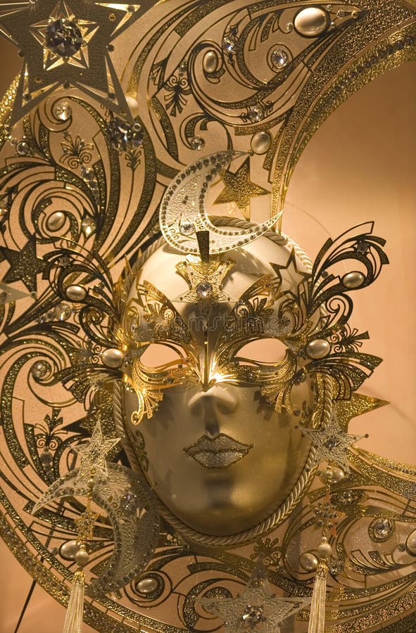 Mask from venice in gold. Mask from venice in gold