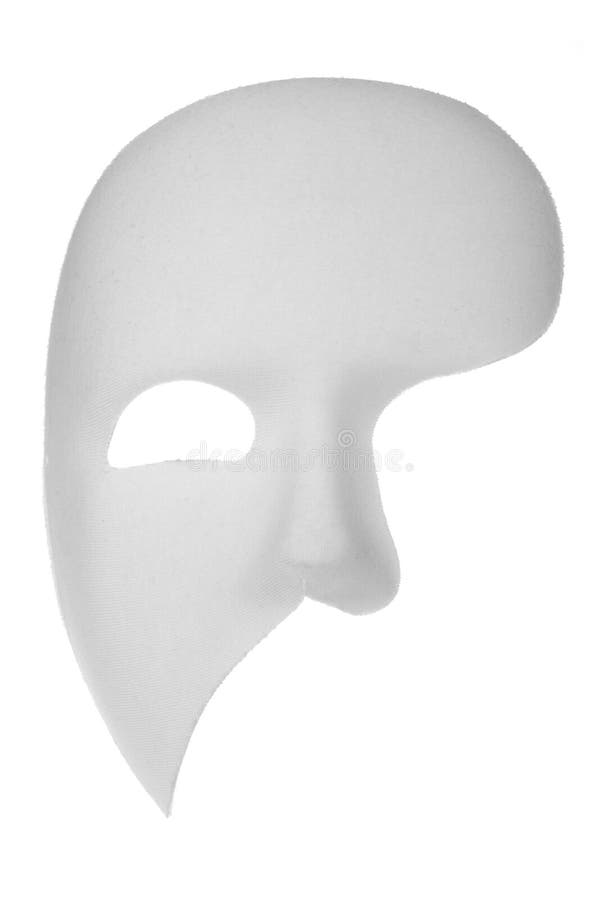 Off-white phantom of the opera half face mask isolated on white background. Off-white phantom of the opera half face mask isolated on white background