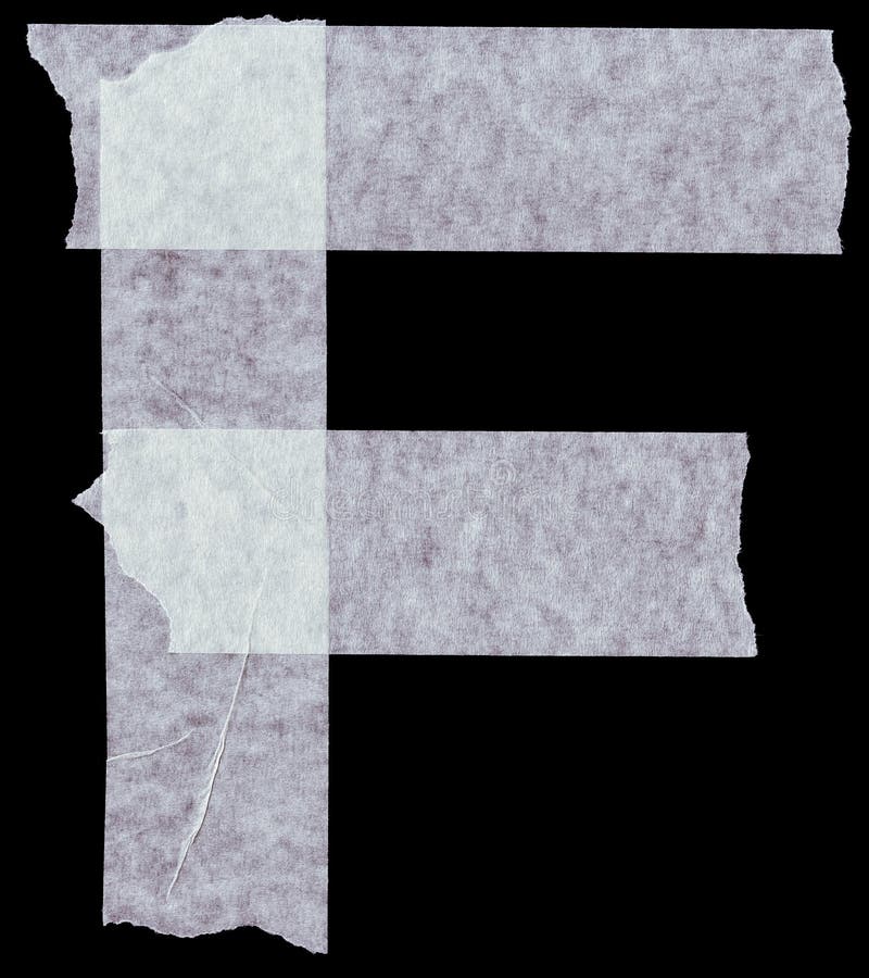 Masking Tape Letter on Black Background.Art Font. Stock Illustration