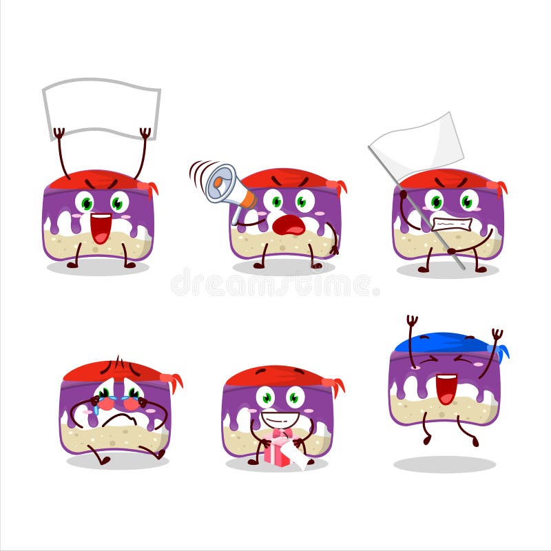 Maskottchen Design Stil der Trauben Kuchen Charakter als attraktiver Unterstützer stock abbildung