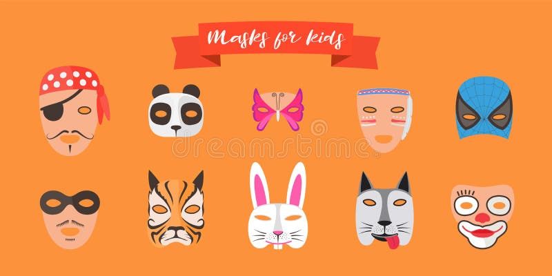 Masks for kids with animals vector illustration vector illustration Masks for kids with animals vector illustration vector illustration