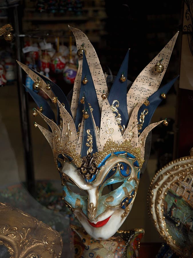 Beautiful theatrical masks with a musical motif with an interesting background