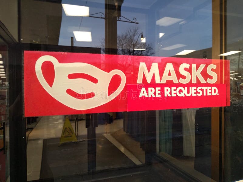 Masks are Requested store window sign royalty free stock photos