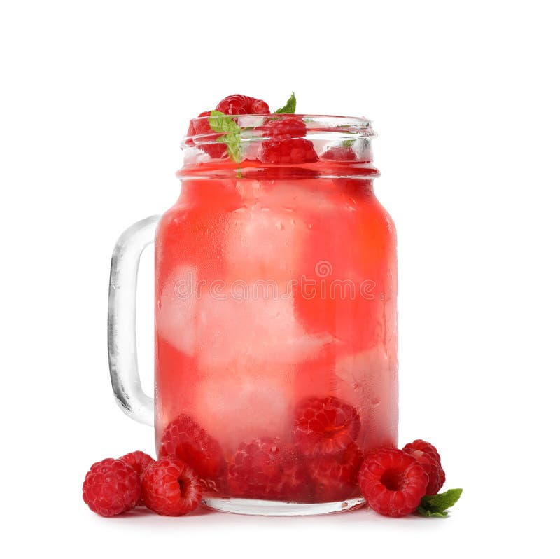 Mason Jar Mugs With Fresh Berry Smoothies And Fresh Strawberries And  Raspberries On A Gray Stone Or Slate Background. The Concept Of Proper  Nutrition And Health Or Detoxification. Stock Photo, Picture and