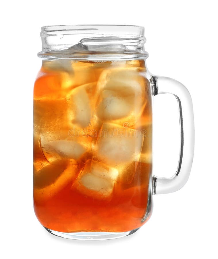 Mason Jar of Refreshing Iced Tea on White Stock Photo Image of liquid
