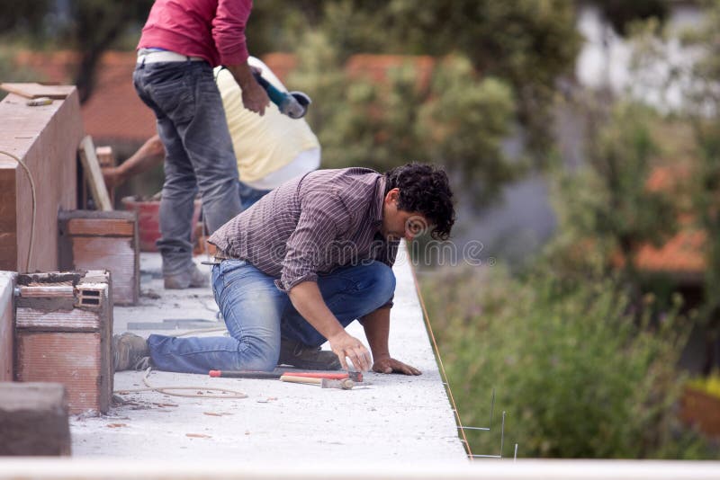 Mason worker stock image