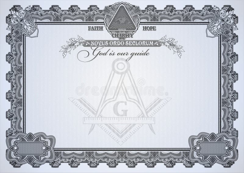 Masonic symbols on a blank letterhead for creating documents. royalty free illustration