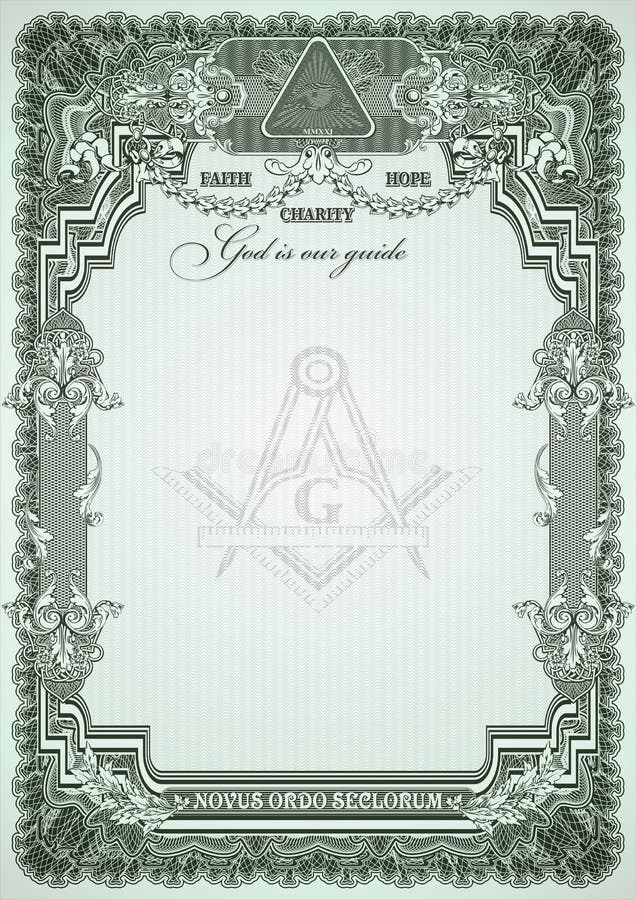 Masonic symbols on a blank letterhead for creating documents. vector illustration