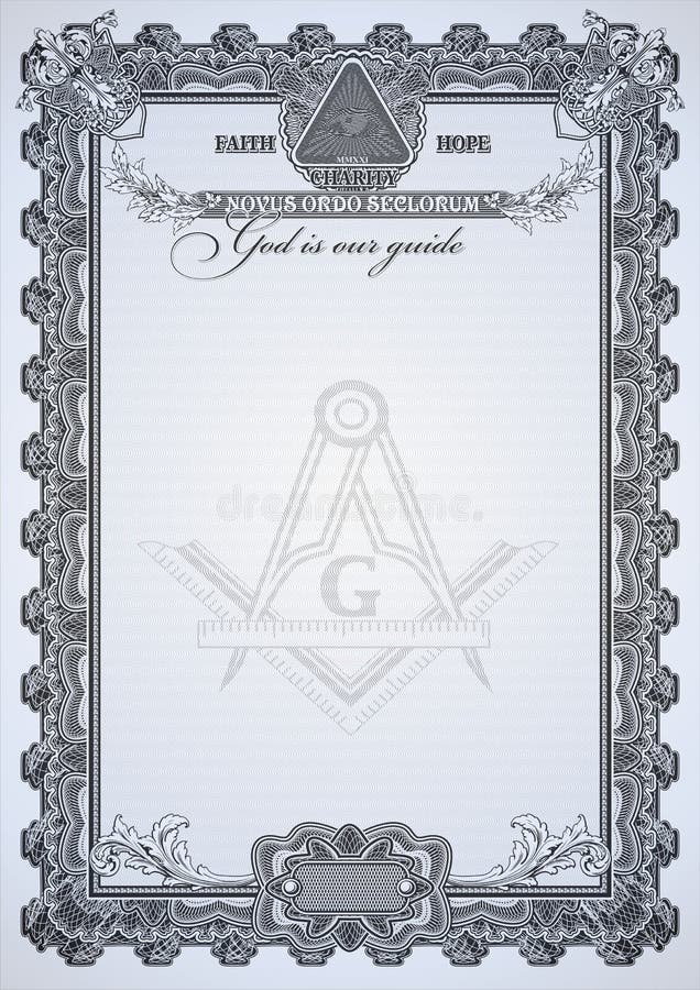 Masonic symbols on a blank letterhead for creating documents. stock illustration