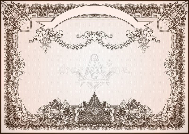 Masonic symbols on a blank letterhead for creating documents. Blank form for creating certificates, diplomas, commendation sheets and other documents.
