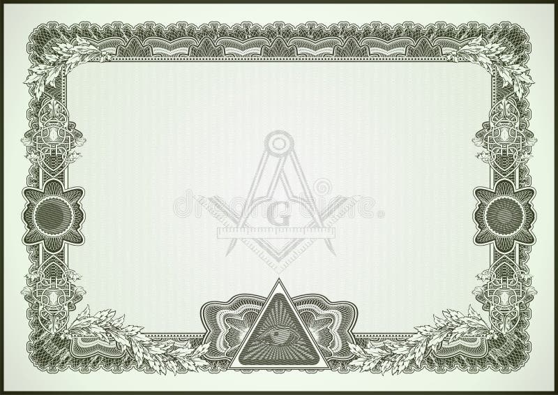Masonic symbols on a blank letterhead for creating documents. stock illustration