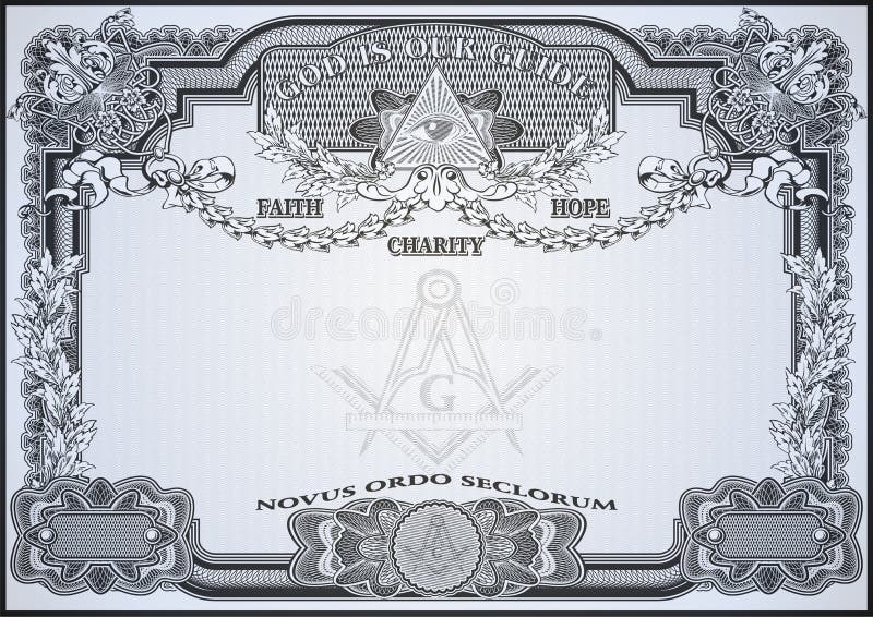 Masonic Symbols on a Blank Letterhead for Creating Documents. Stock