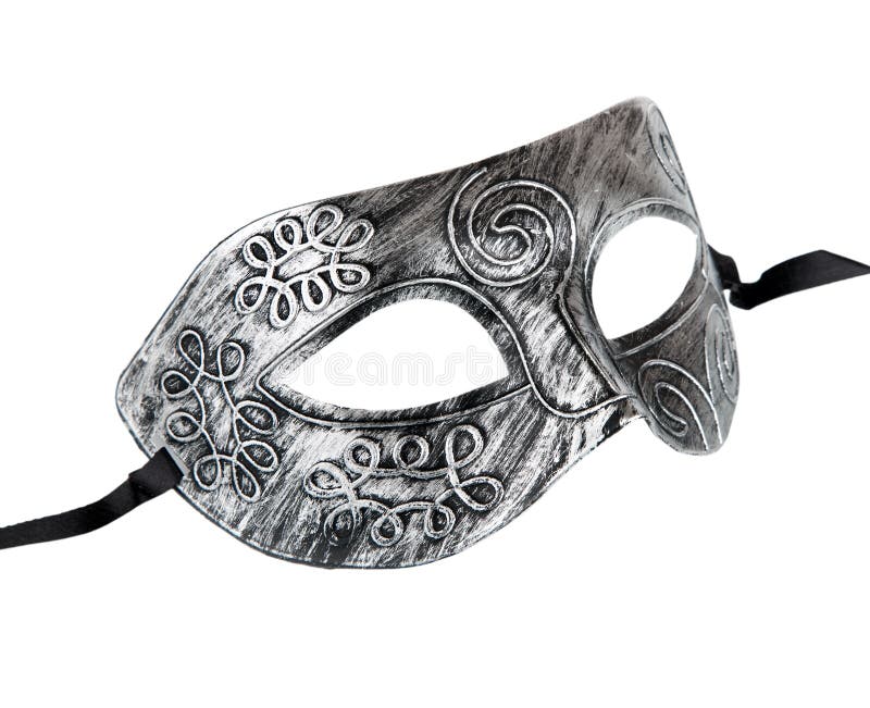 Masque argenté de fête de robe de cru avec la configuration de remous image stock Masque argenté de fête de robe de cru avec la configuration de remous image stock