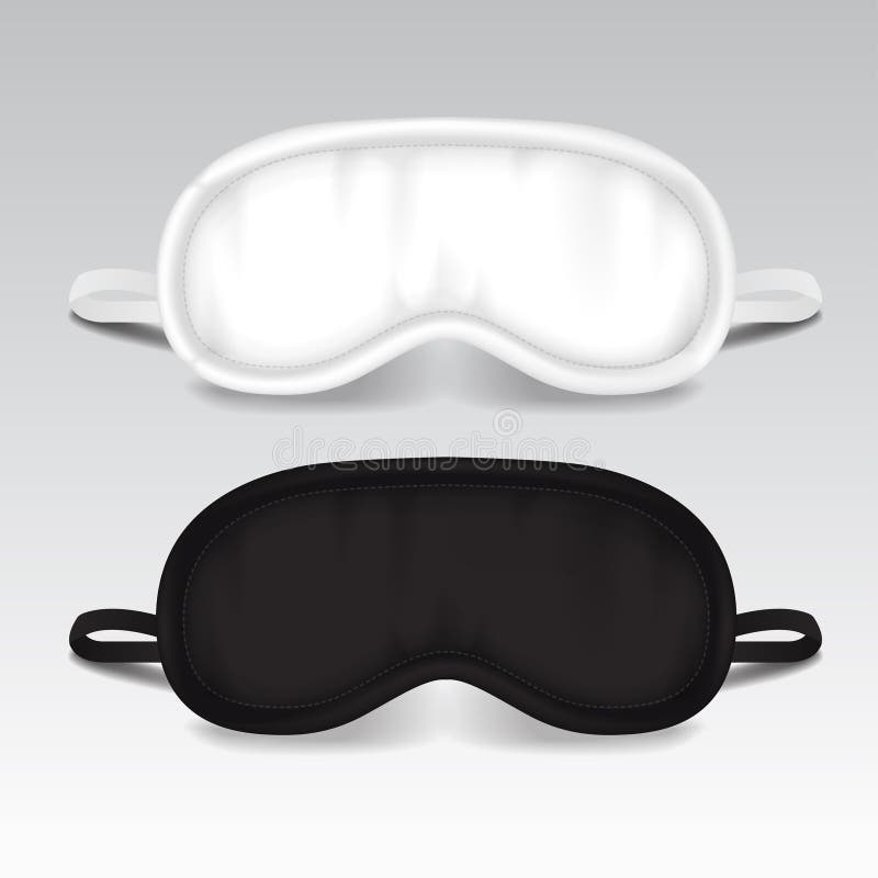 Eye sleep mask. Vector mock up illustration. Black and white sleep accessory object. Eye protection for rest night travel, blindfold for your design. Eye sleep mask. Vector mock up illustration. Black and white sleep accessory object. Eye protection for rest night travel, blindfold for your design