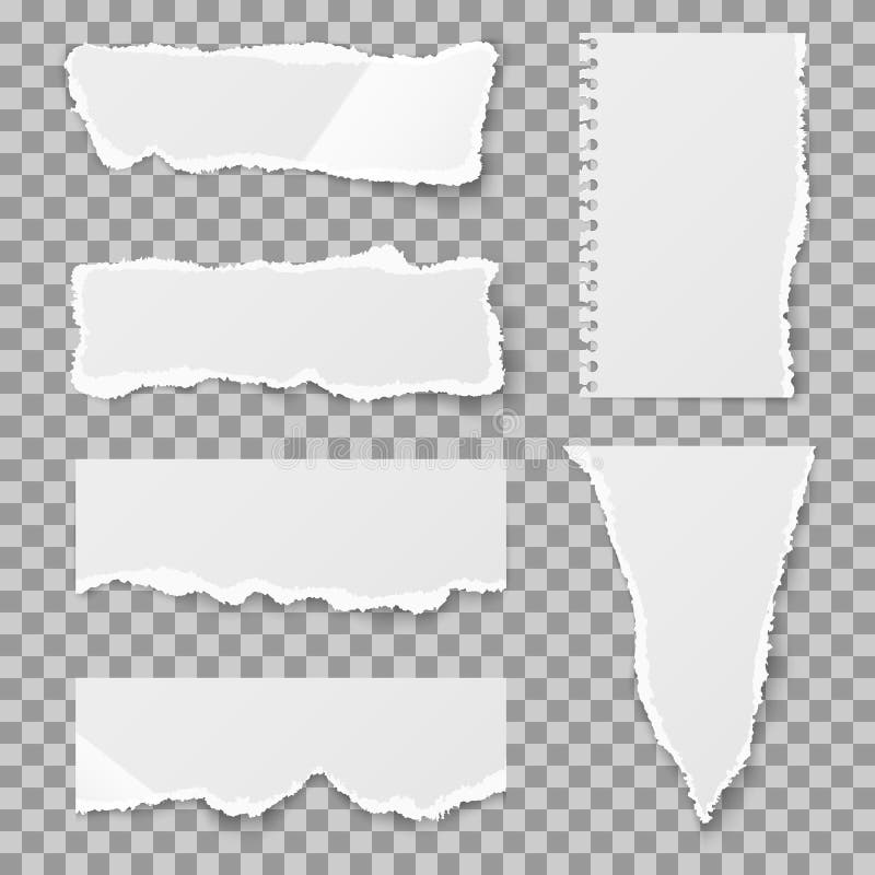 Masquez le papier déchiré avec des courbures et des larmes Ensemble de vecteur illustration stock Masquez le papier déchiré avec des courbures et des larmes Ensemble de vecteur illustration stock