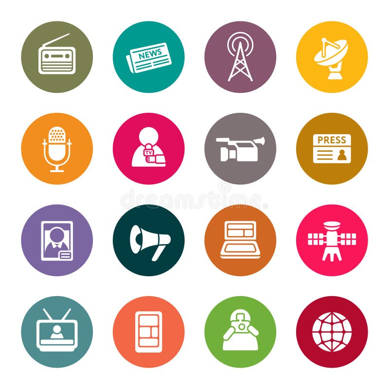 Mass media icon set. Vector Illustration.