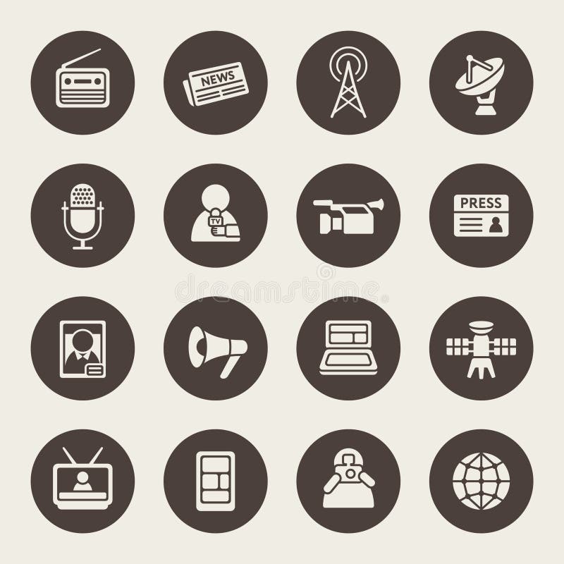 Mass media icon set. Vector Illustration.