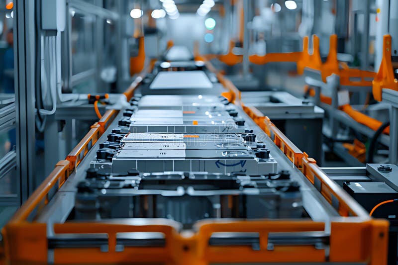 Mass production assembly line stock illustration