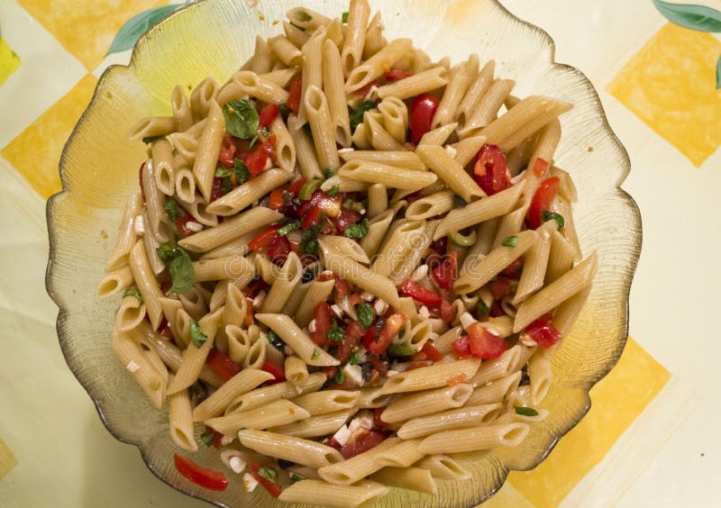 Fresh homemade cold pasta stock image. Image of homemade - 99998855