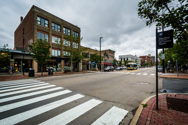 Massachusetts Avenue at Central Square in Cambridge, Massachusetts