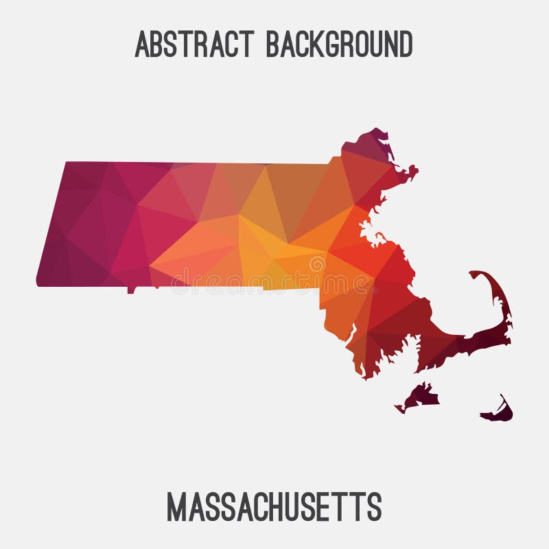 Massachusetts map in geometric polygonal,mosaic style.