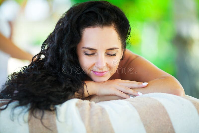 Massage Close Up Of A Beautiful Woman Getting Spa Treatment Stock