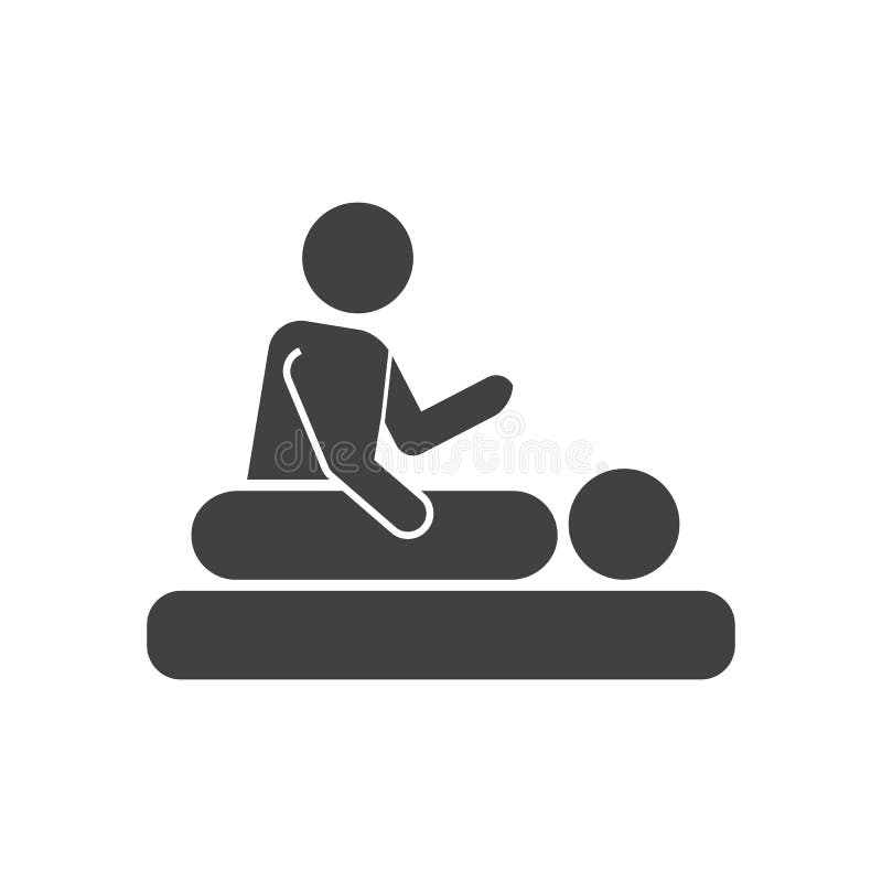 Massage Stickmen Icon, Filled Flat Sign, Solid Glyph Pictogram Stock