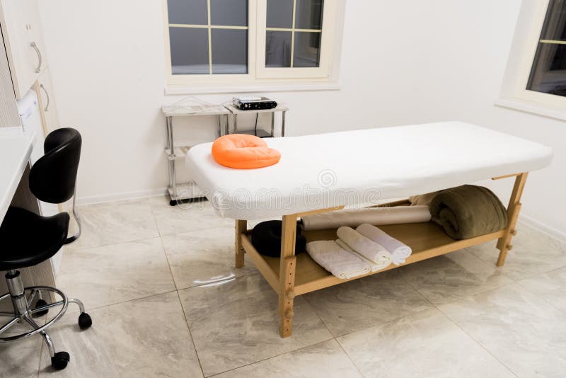 Massage table with pillow stock image. Image of copy 120879349