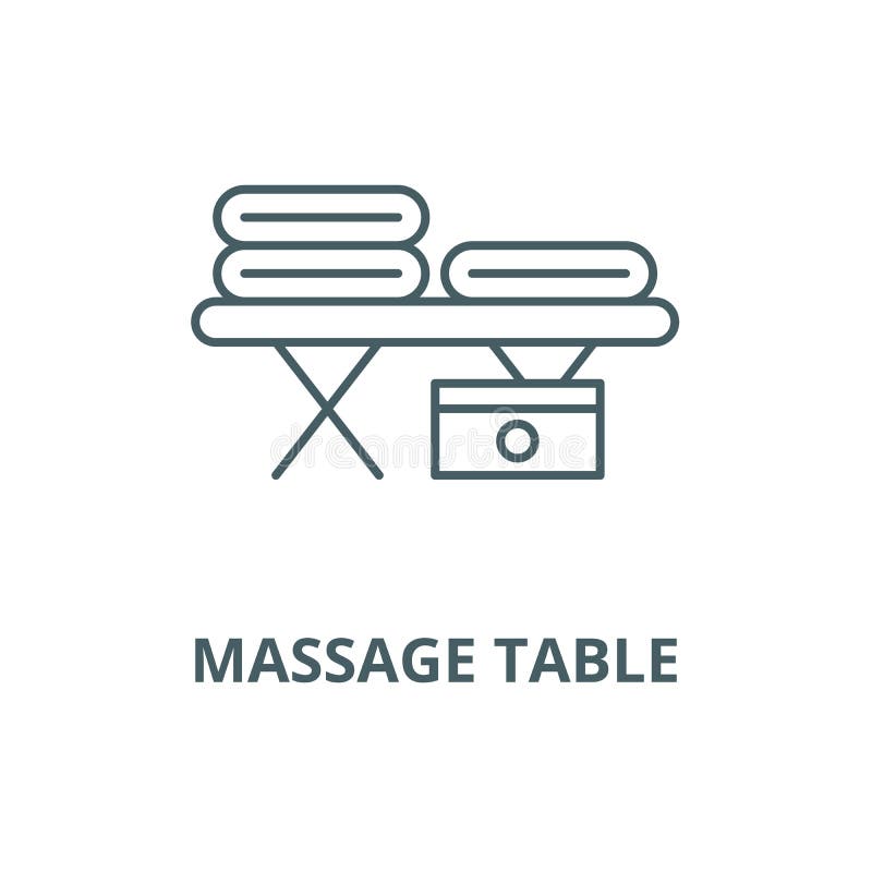 Massage Table Line Icon Concept. Massage Table Vector Linear