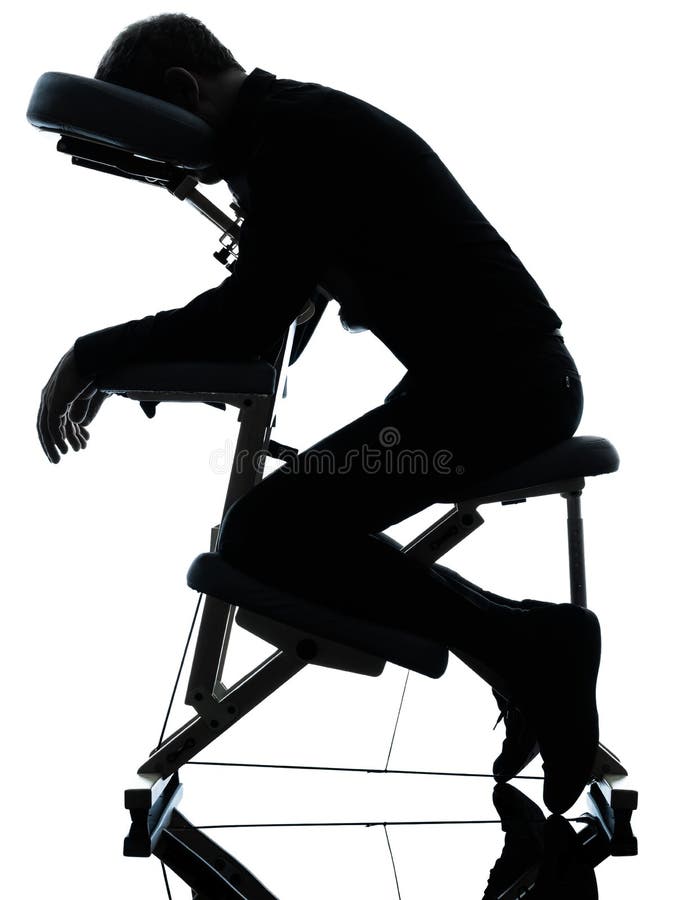 Chair Massage in the Office. Female Sitting in Her Office on a Portable