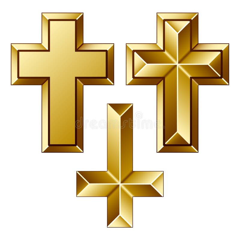 Massive goldene christliche Kreuze lizenzfreie abbildung