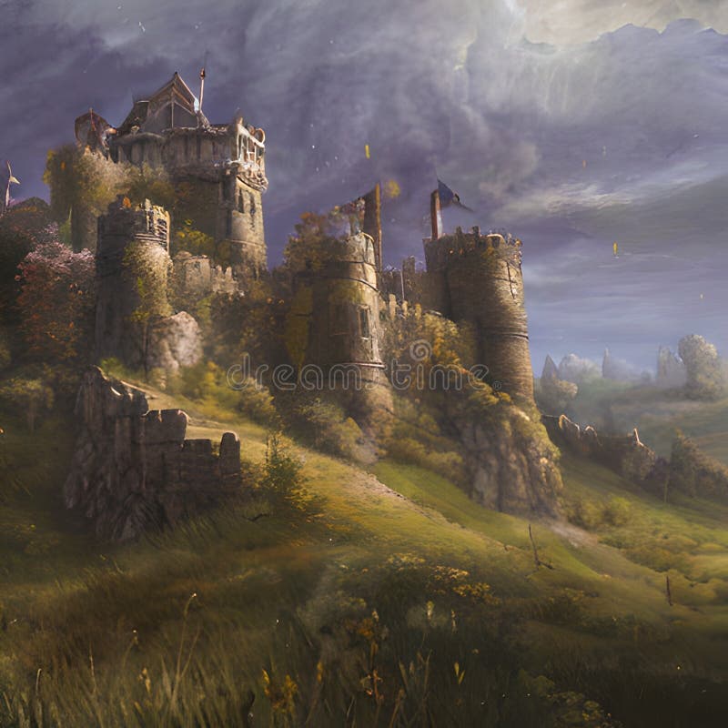 Massive Medieval Castle with Fortifications in the Style of Baroque