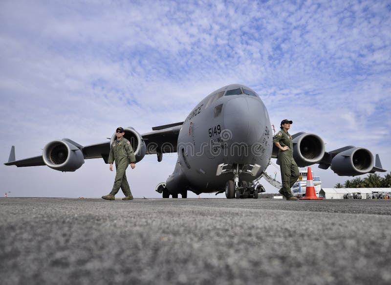 Massive Military Transport aircraft Boeing C-17 of USAF. Massive Military Transport aircraft Boeing C-17 of USAF