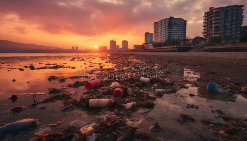 Massive plastic pollution crisis a global environmental catastrophe demanding urgent action vector illustration