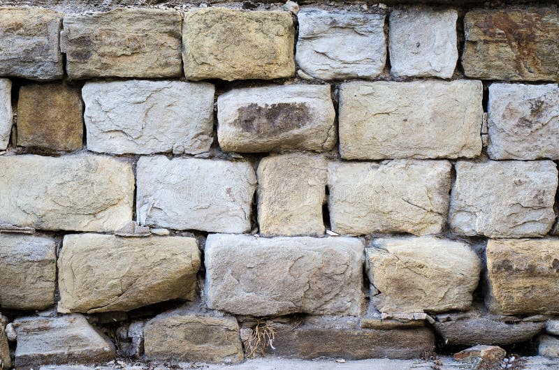 Massive a Stone Masonry with Grey, Light Brown Rectangular Rocks