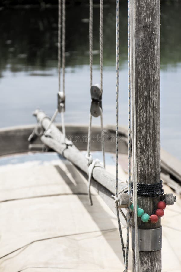 Mast boom and ropes stock photos