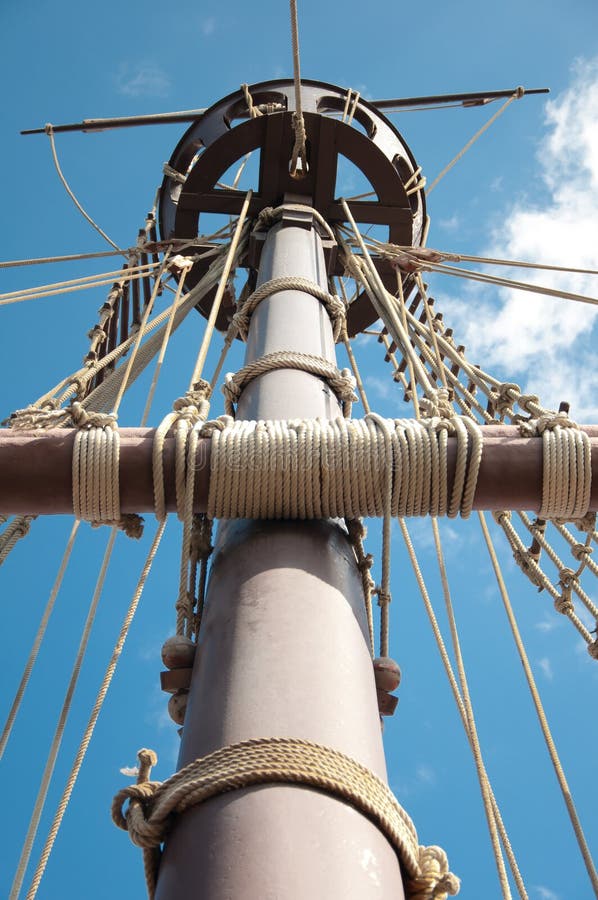 Mast of the replica of a Columbus s ship