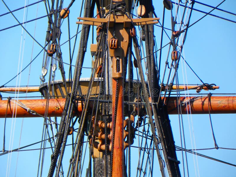 Mast and rigging on Mayflower 2 in Plymouth Massachusetts