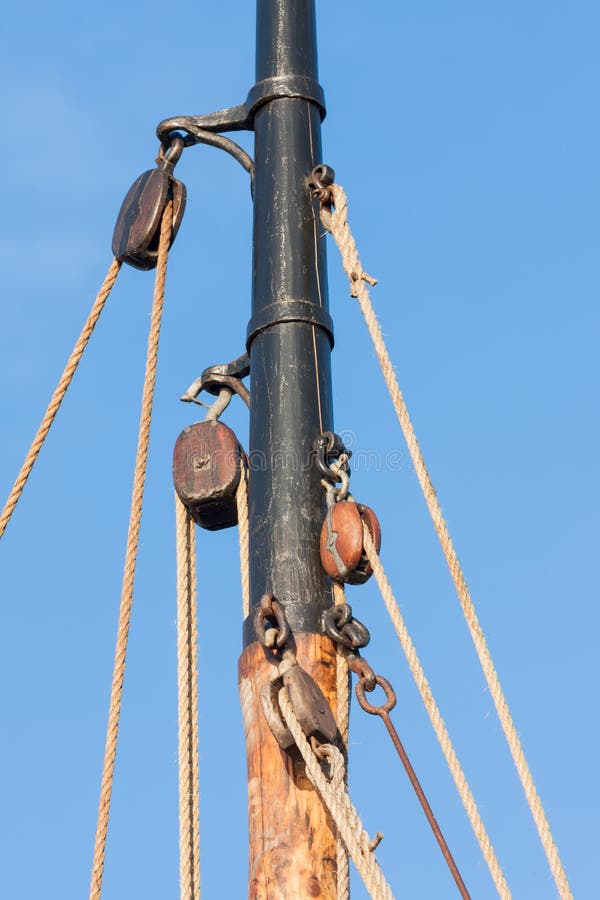 Mast And Rigging From Old Wooden Sailing Ship Stock Photo 