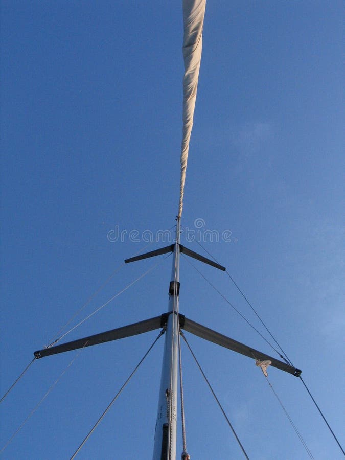 The Mast of a Sailing Ship with Its Sails Furled Stock Image Image of